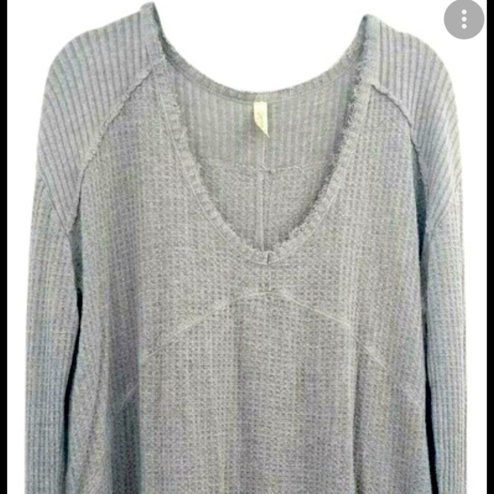 Free People Grey Waffle Knit Shirt